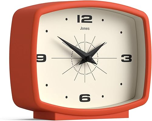 Miniatura 2 de JONES CLOCKS Reloj de escritorio de película Diseño rectangular retro Naranja Diseño retro, mezcla estilo de mediados de siglo con un acabado