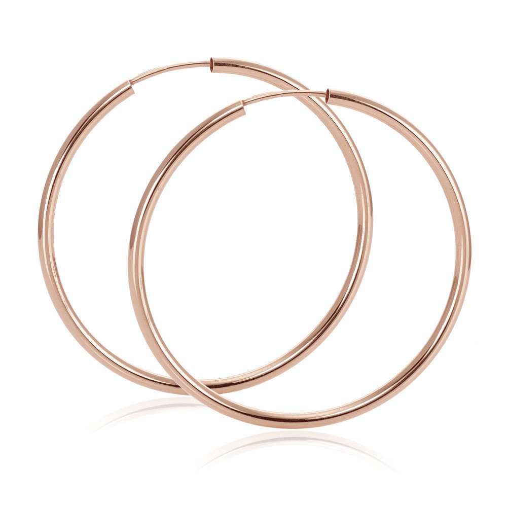 Materia - Orecchini a cerchio da donna in argento 925 placcato oro rosa, 55 mm, design flessibile, in cofanetto portagioie #SO-365_B4