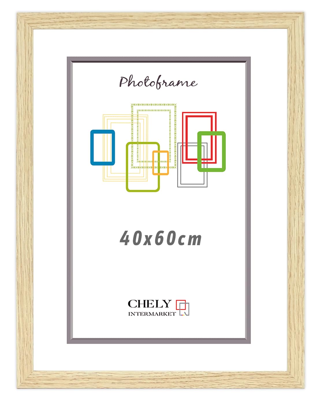 CHELY INTERMARKET Marco de Foto 40x60cm (Haya) MOD-254 Hecho de Madera, Ancho de moldura 2cm.