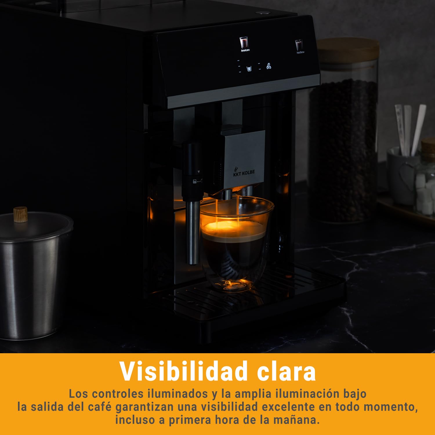 KKT KOLBE Cafetera totalmente automática con boquilla de espuma de leche, ColdBrew y accesorios, función de 2 tazas, 15 bar, molienda de 7 etapas, pantalla táctil, limpieza automática, negro y plata
