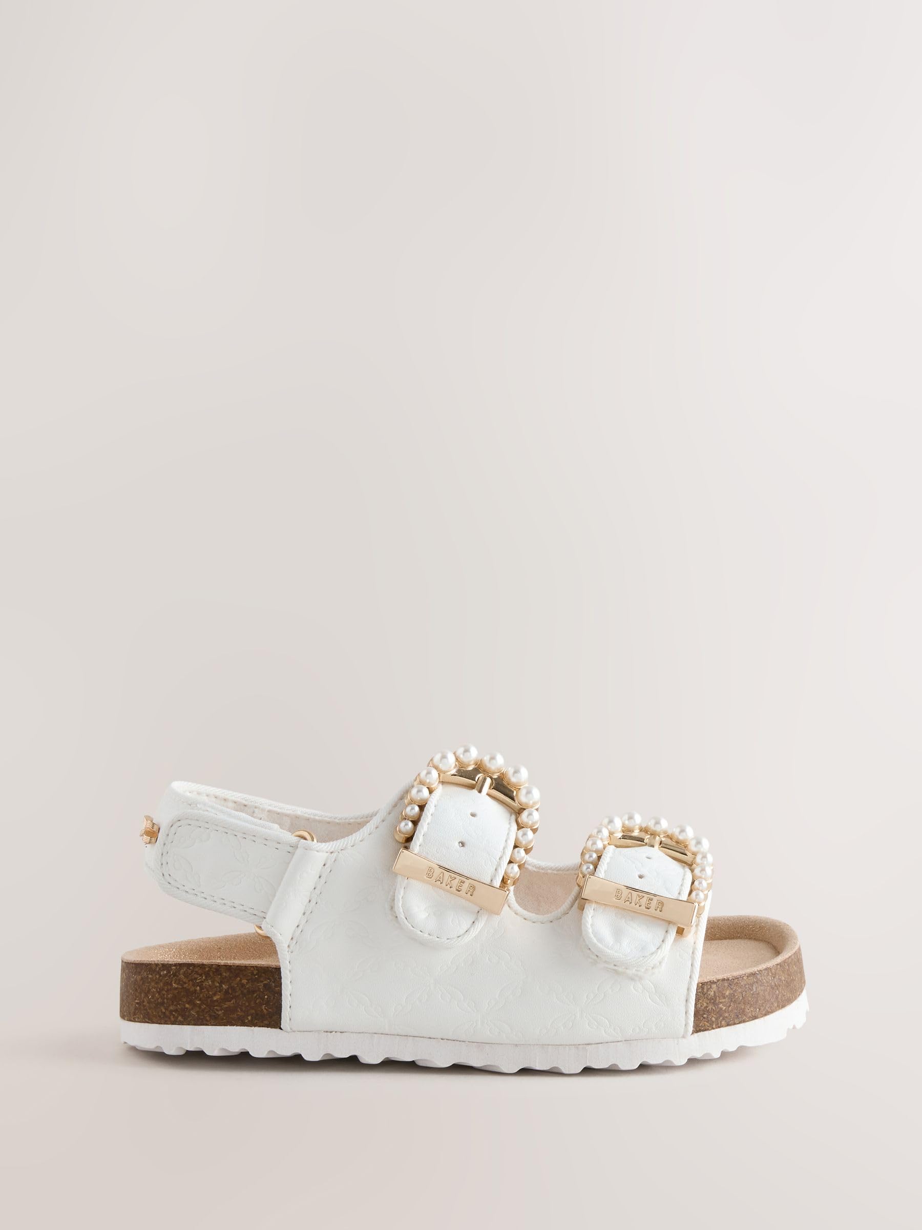 Mädchen Fußbett-Sandalen aus natürlichem Raffia mit Fußbett und Doppelschnalle
