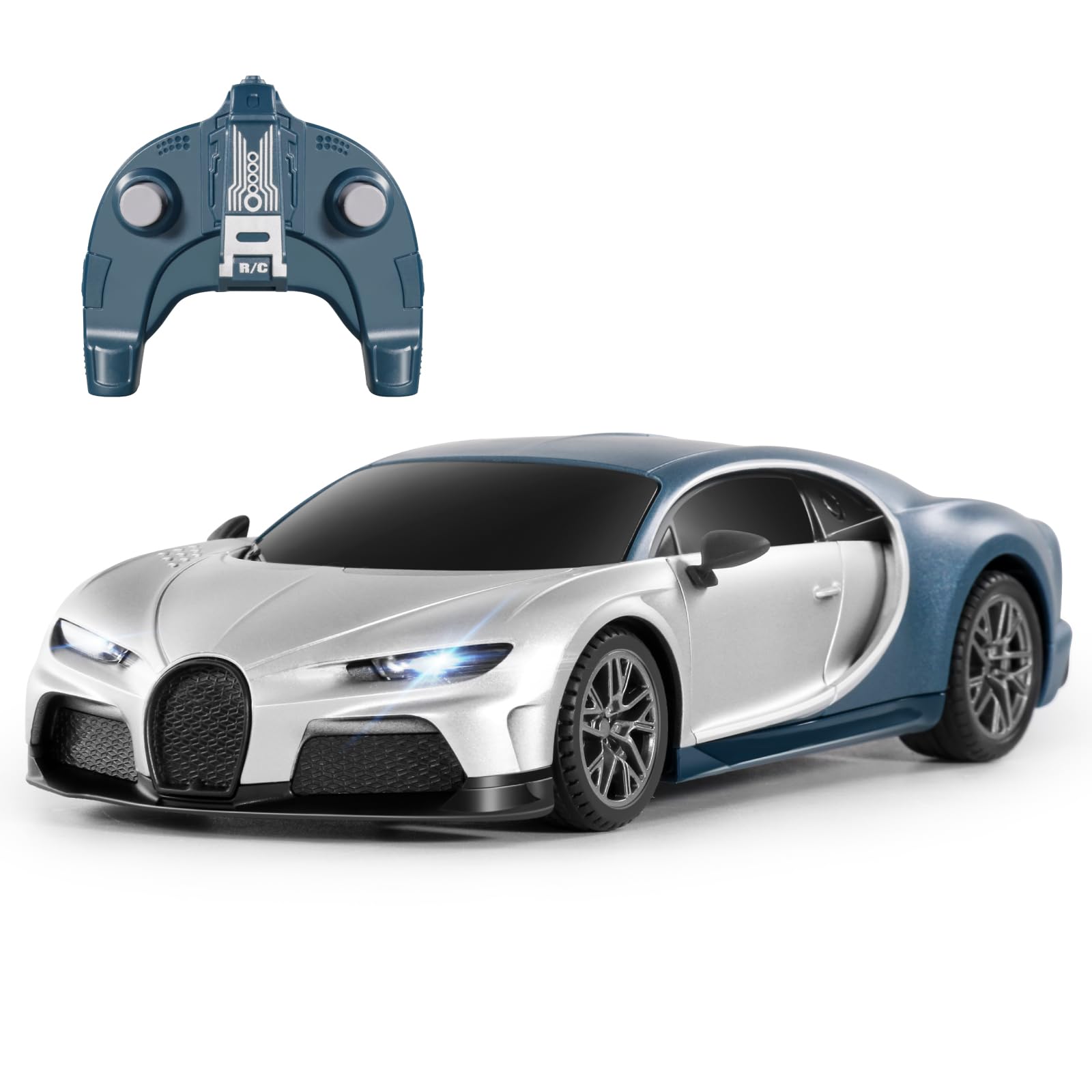 MIEBELY Remote Control Car - 1/24 Scale High Speed RC Race Car, Bugatti Chiron 3.7V 500mAh Car Toy with Headlight Racing Hobby Car Model Perfect Gift for Birthday Adults Kids Boys 6 7 8 9 10 Years Old