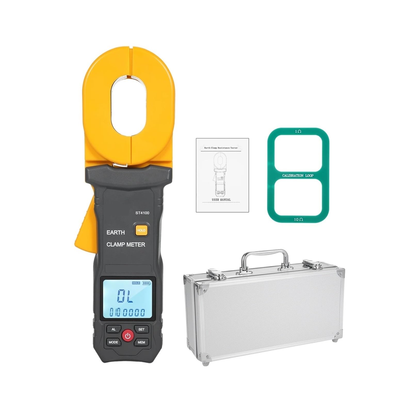 Comprobador de resistencia tierra 0,01-500 Ω, 500 grupos almacenamiento datos, pinza amperimétrica digital multifunción con pantalla LCD Probador Electrónico(ST4100)