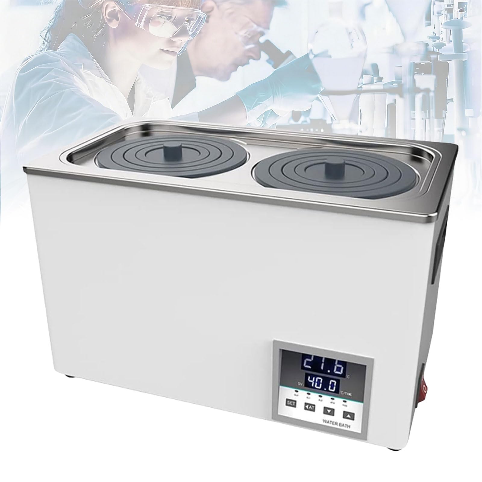Baño María Termostático, Calentador de Agua Digital para Evitar Derrames, Aberturas Seleccionables, para Uso en Laboratorio, Calentamiento de Alimentos, Experimento Biológico Químico