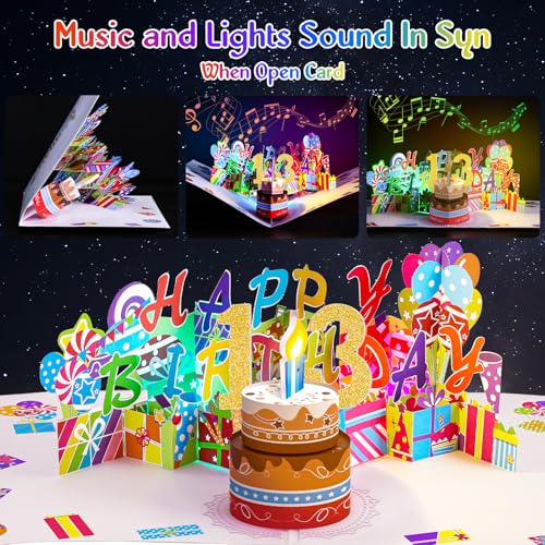 Image of Gumry 13th Pop-Up Musical Birthday Card with Blowable LED Candle for Teens