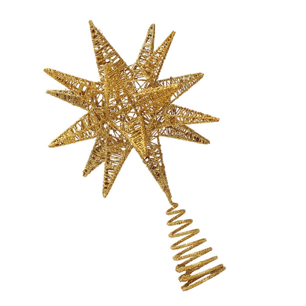 TOYANDONA Langlebige Eisen Weihnachtsbaumspitze Sternförmige Dreidimensionale Tannenbaumspitze in Gold für Festliche Weihnachtsdekoration und Partybedarf