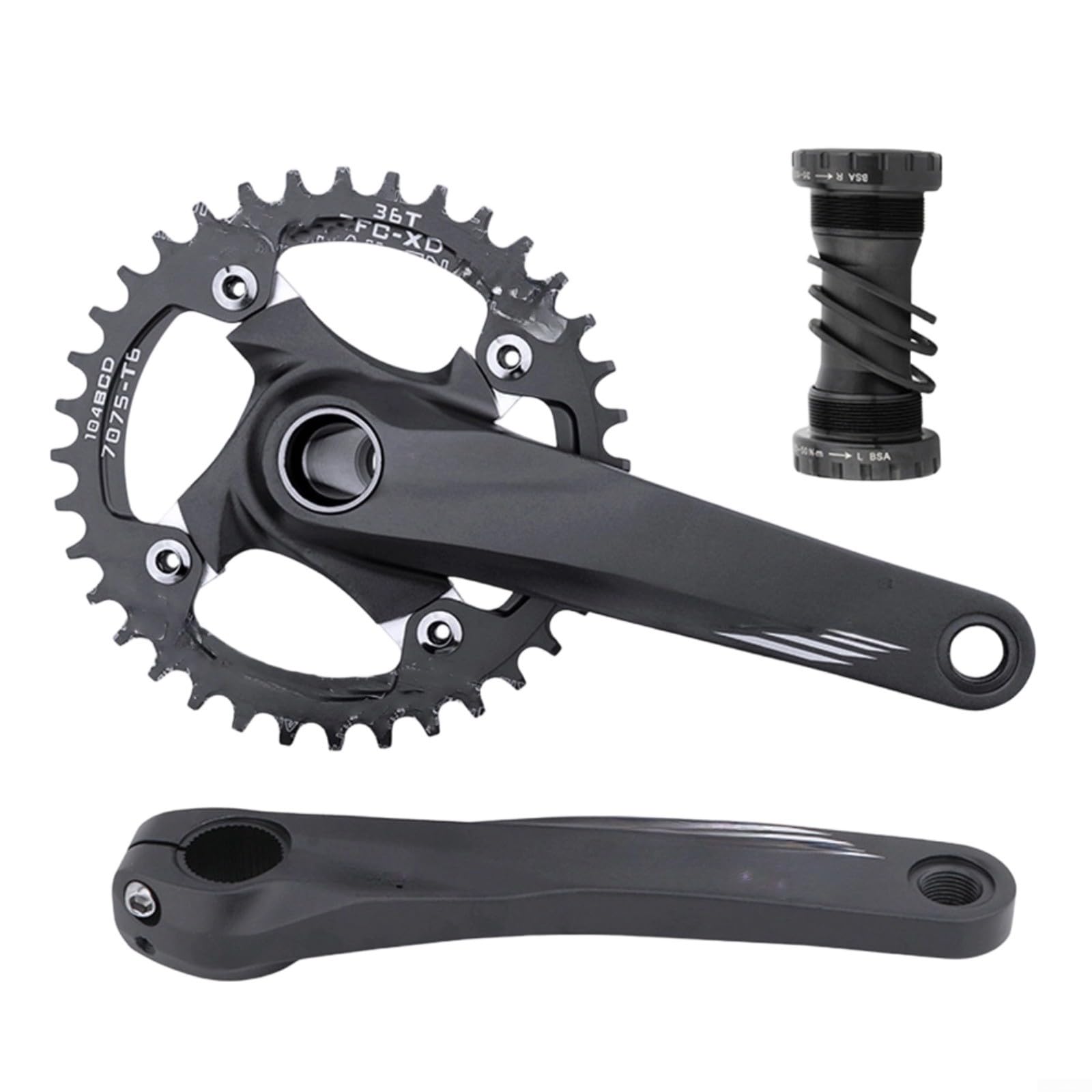 RichVibe Grupo MTB de 10 velocidades que incluye bielas huecas 36T, cadena 42T, palanca de cambios de cadena y desviador trasero para uso en senderos y carreteras