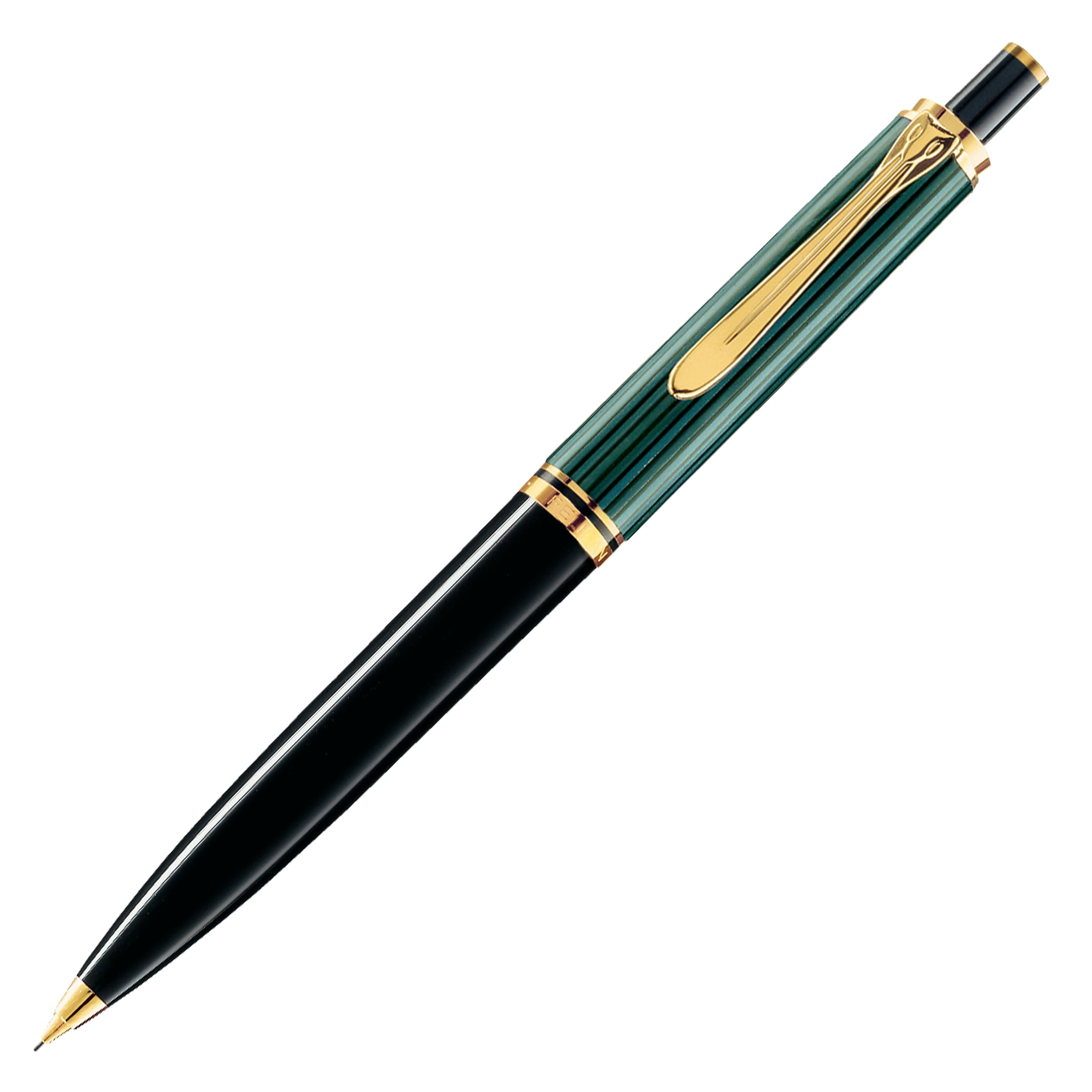 Pelikan 985382 Portamine D400 Classic Verde Souveraen/Nero, Meccanismo a Scatto, Dettagli Dorati 24 kt, per Mine in Grafite 0.7 mm, Gommino Sotto il Pulsante, in confezione regalo