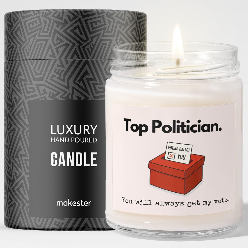 Politician Gifts - Luxury Soy Wax Candle - Vanilla, Jasmine, Sugared Almond - Makester — image 1