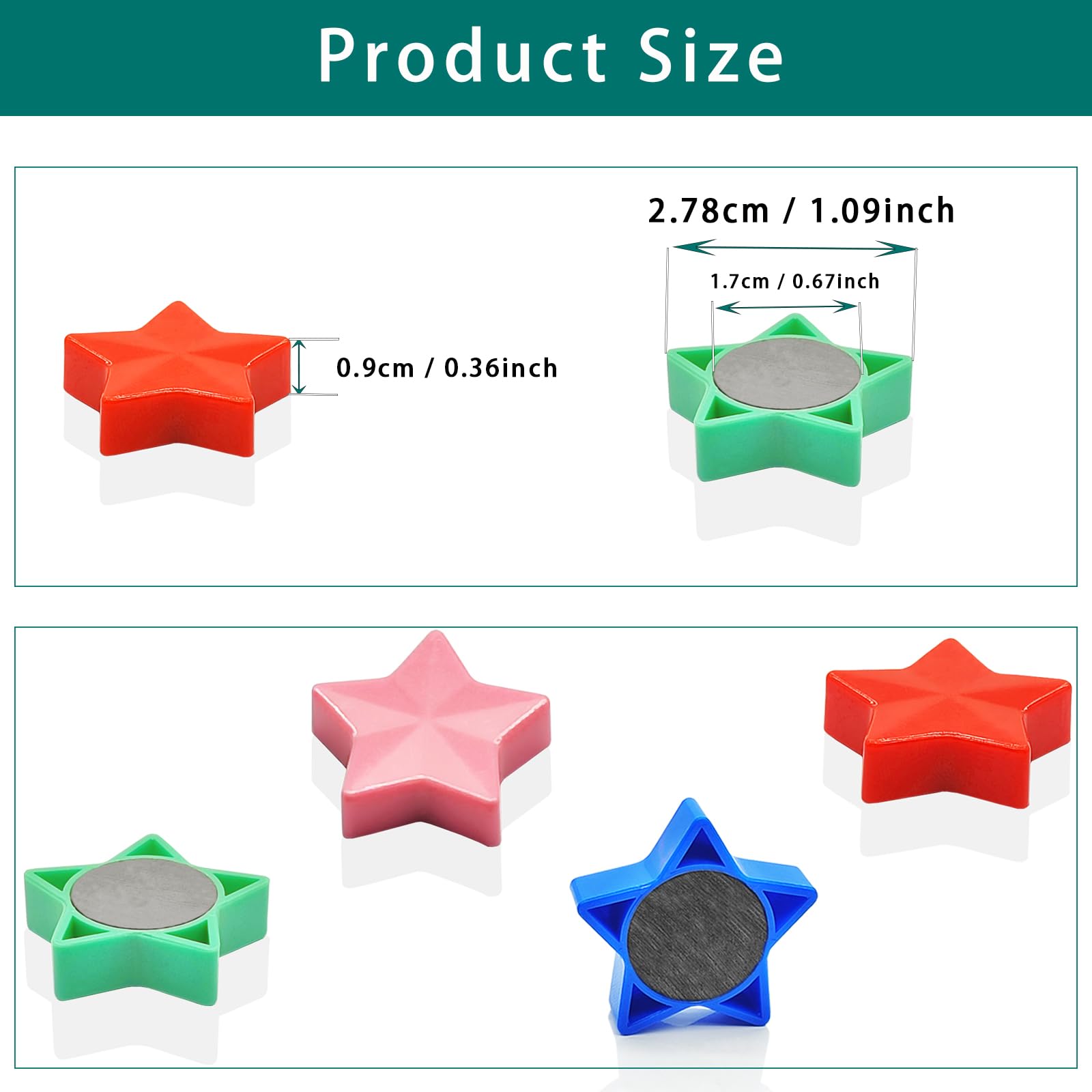 ZDZBLX 50 PCS Strong Fridge Magnets, Colourful Star Magnets, Heavy Duty Small Magnets for Whiteboard Office, Notice Board - Image 2
