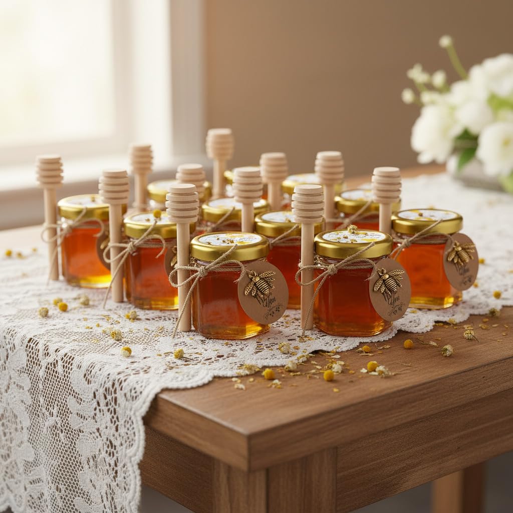 Ahhute Honey Bottles, Stickers For Honey, Bags, Gold Ribbon, Glass - View #11