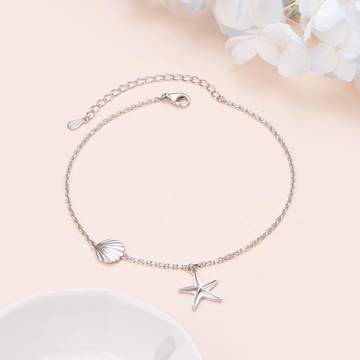 Anklet for Women S925 Sterling Silver Adjustable Plus Foot Plus Ankle Bracelet Jewelry