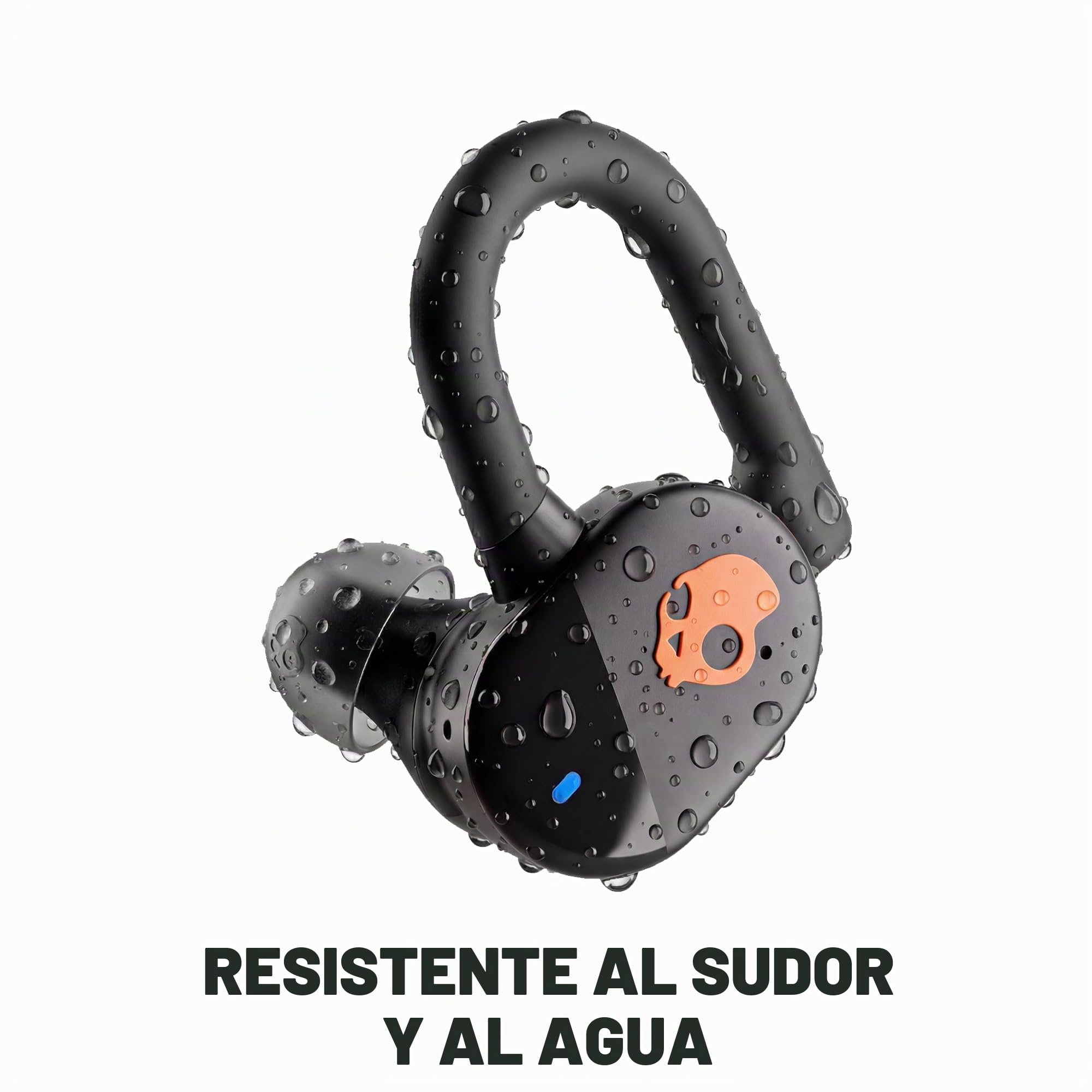 Skullcandy Push Play Active Auriculares In-Ear Inalámbricos, 34 h de Autonomía, Modo Stay-Aware, Micrófono, Compatibles con iPhone Android y Dispositivos Bluetooth. True Black/Orange