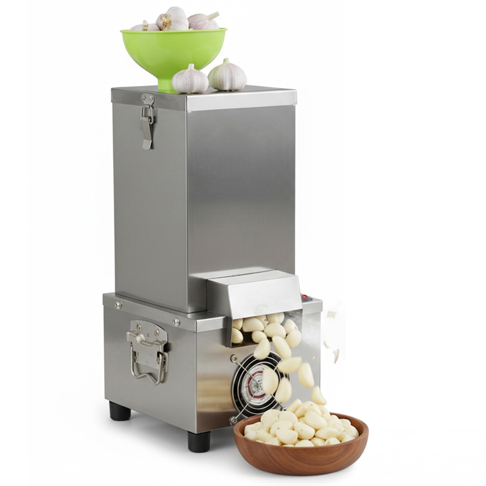 Éplucheuse Électrique à Ail 200W, 25kg/h, Taux d'Épluchage 95% | Éplucheuse pour Ail Entier avec Trémie, Acier Inoxydable Robuste et Système de Refroidissement pour Cuisines Commerciales