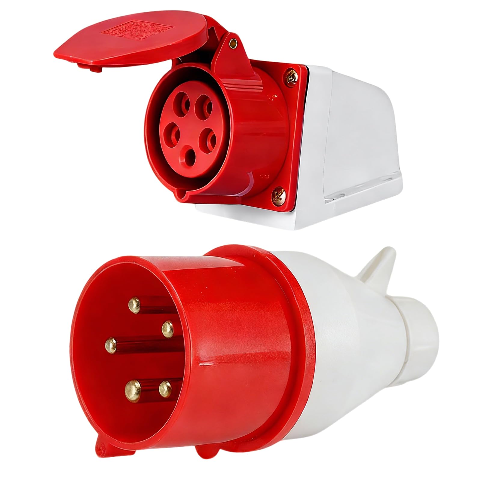 2pcs 16amp Socket, 16amp Plug, 5-Core Weatherproof Industrial Connector Set Rotatable & Surface-Mounted for Construction Sites