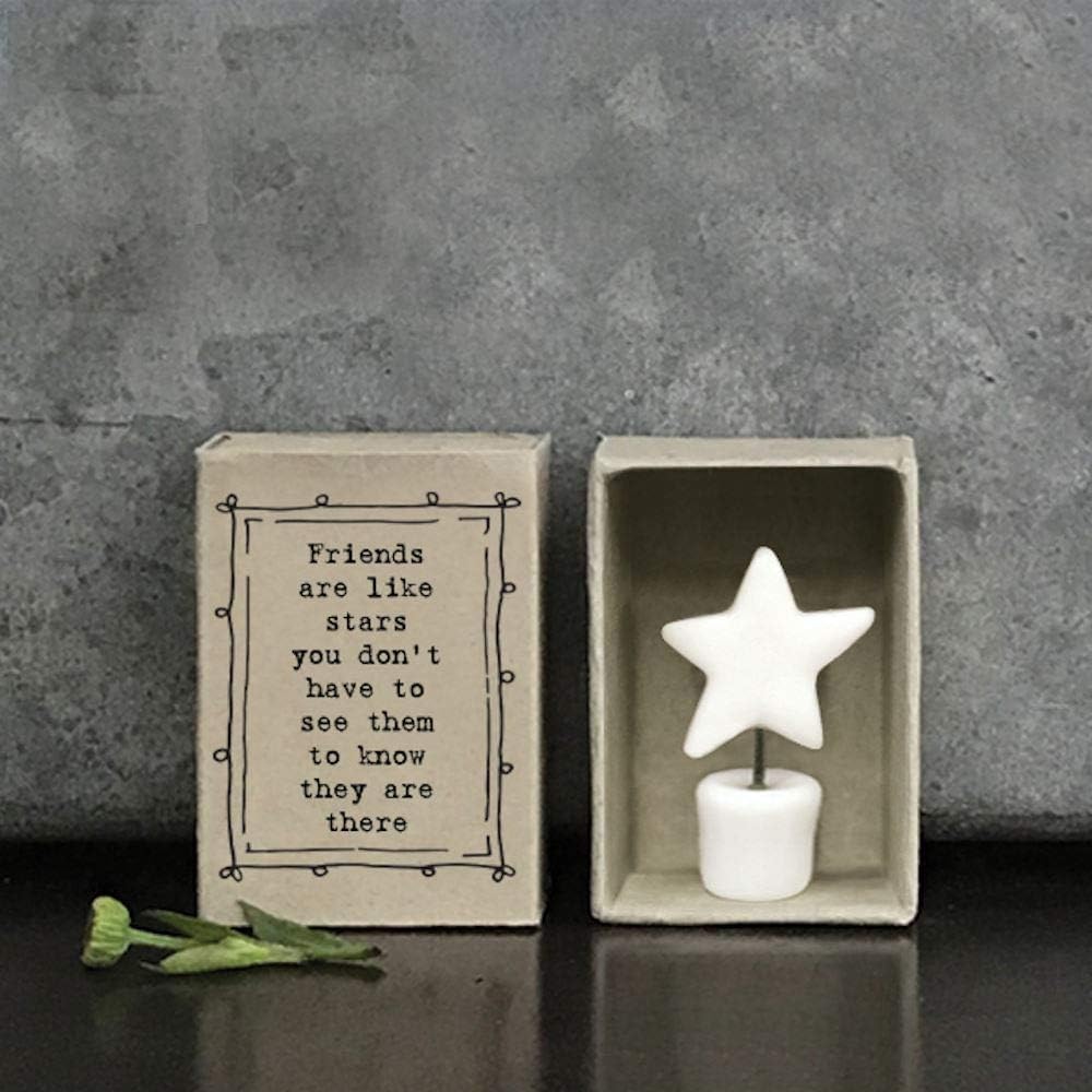 MINI Matchbox - Friends are like stars you don't have to see them to know they are there | Porcelain Keepsake Gift | Letterbox Gift for Friend
