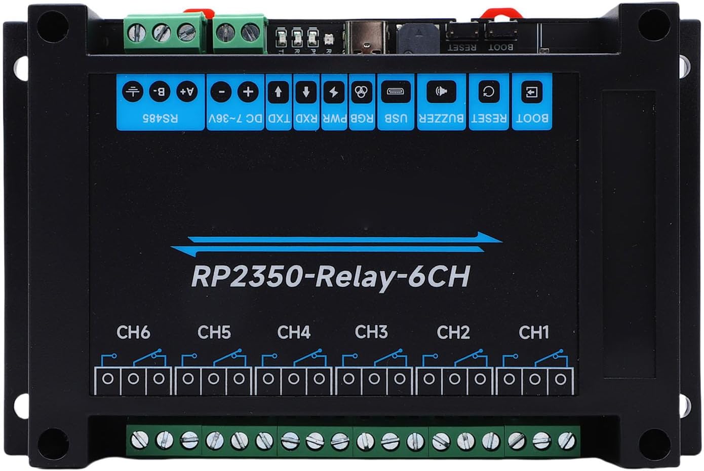 Dpofirs 6 Channel RP - 2350 Relay Module, Dual Core Industrial Relay Board with USB C, Opto Isolation, 7-36V Wide Voltage for Home Automation Industrial Control