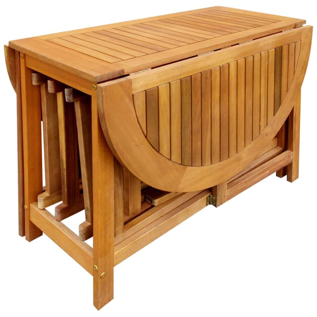 vidaXL Set Muebles Jardín Plegable 5 Piezas Mobiliario Comedor Madera Acacia