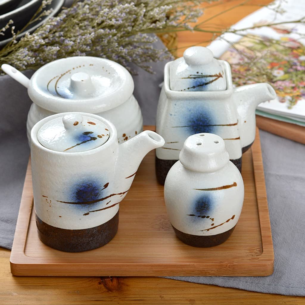 ULTRAWAVE Puszka na przyprawy japoński ceramiczny słoik chili butelka pieprzu sushi słoik na przyprawy zestaw słoik na sól słodki i kwaśny garnek sos sojowy słoik na przyprawy