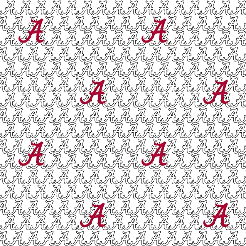 University of Alabama Cotton Fabric by Sykel-Licensed Alabama Crimson Tide White Block Letter Cotton Fabric