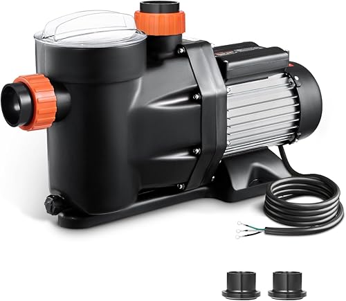 Miniatura 20 de VEVOR Bomba de piscina sobre el suelo, 2.5 HP, 148 GPM Max Flow Bomba de piscina de una sola velocidad, 220 V, 3450 RPM, elevación máxima de cabeza