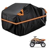 210D 4 Wheeler Cover Compatible with Polaris Scrambler 500 2004-2012,ATV Cover Waterproof, All-Weather Quad Cover, Wind, dust,rain and Snowproof, Wish Storage Bag(Black Orange)