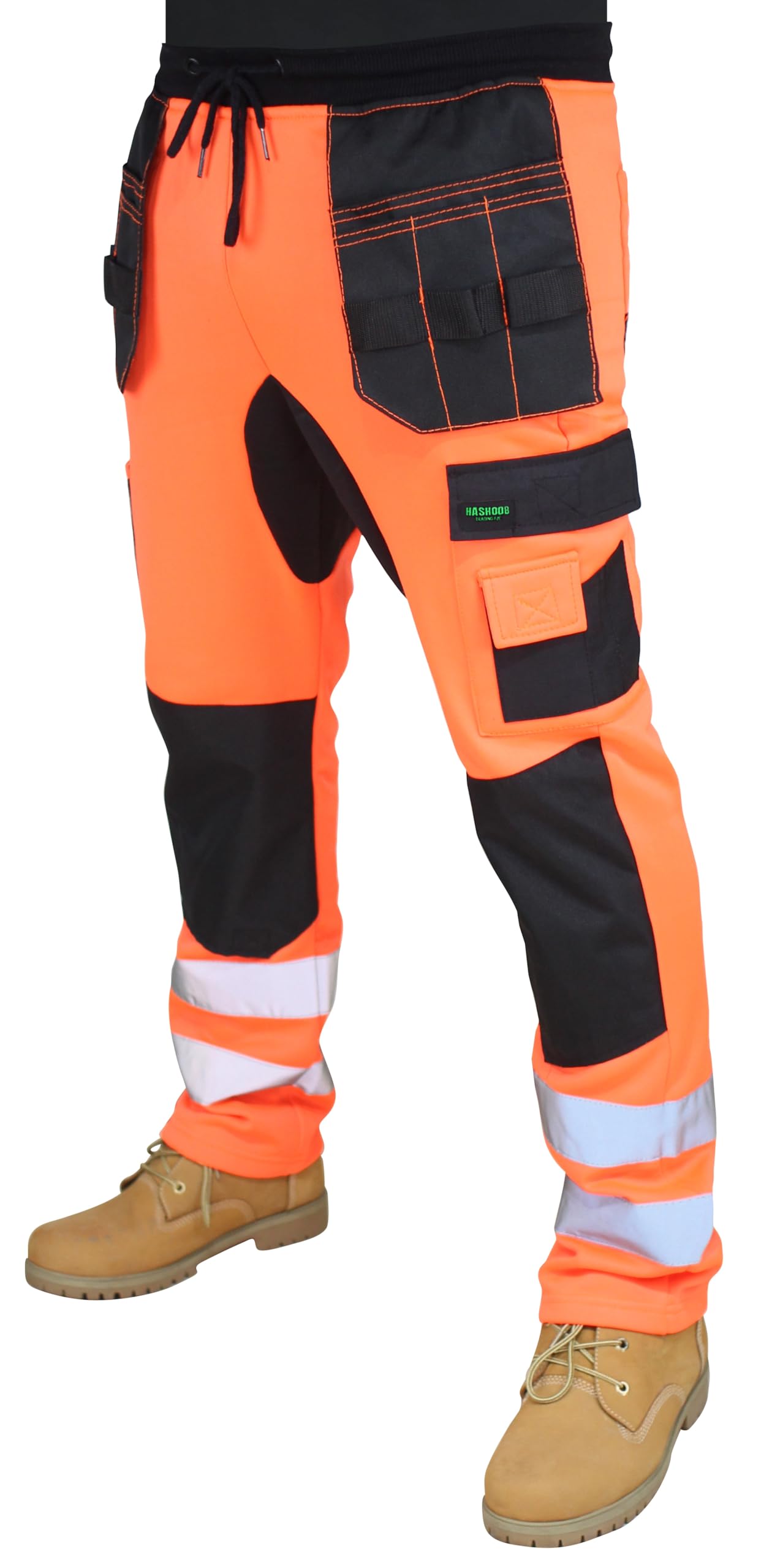 Herren-Arbeitshose, hohe Sichtbarkeit, Fleece-Holstertasche, Kniepolstertasche, Jogger, hohe Sichtbarkeit, Arbeitshose