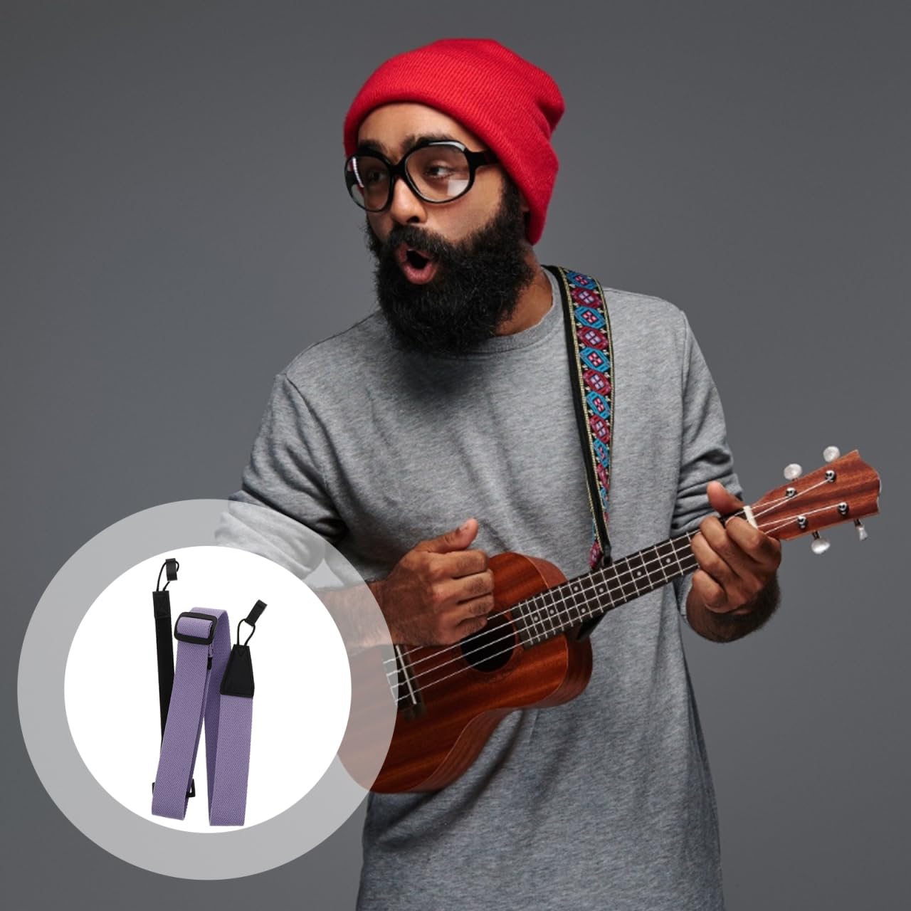 Vaguelly Verstellbarer Ukulelengurt Ohne Bohren Robuster Und Bequemer Ukulele Gurt Für Kinder Und Erwachsene Praktischer Instrumentengurt Zubehör