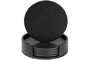 Round Black Fabric Coasters, Set of 6