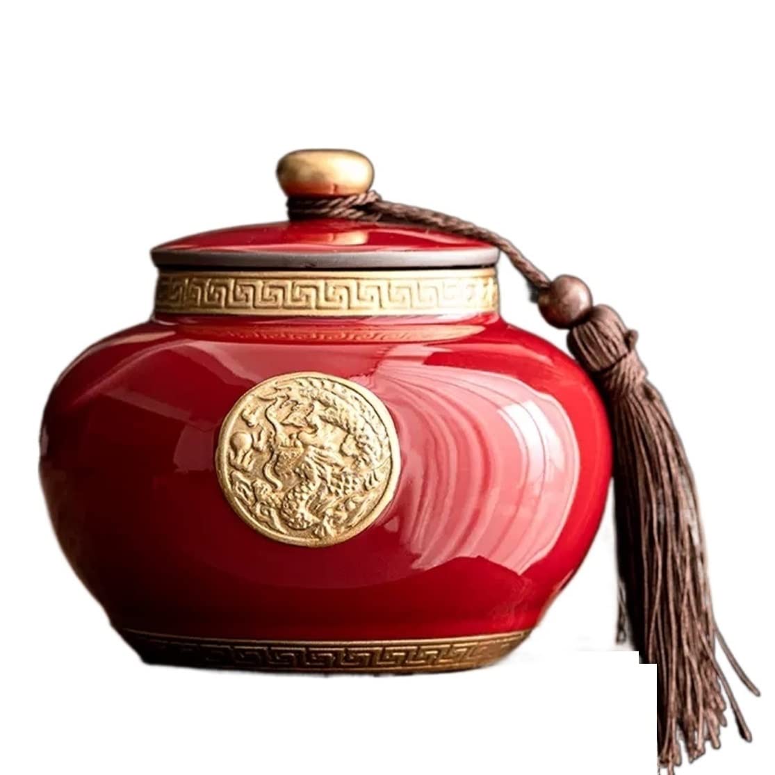 Yqinqin83b Red Stroage Jar Vintage Chinese Style Ceramic Tea Storage Containers Sugar