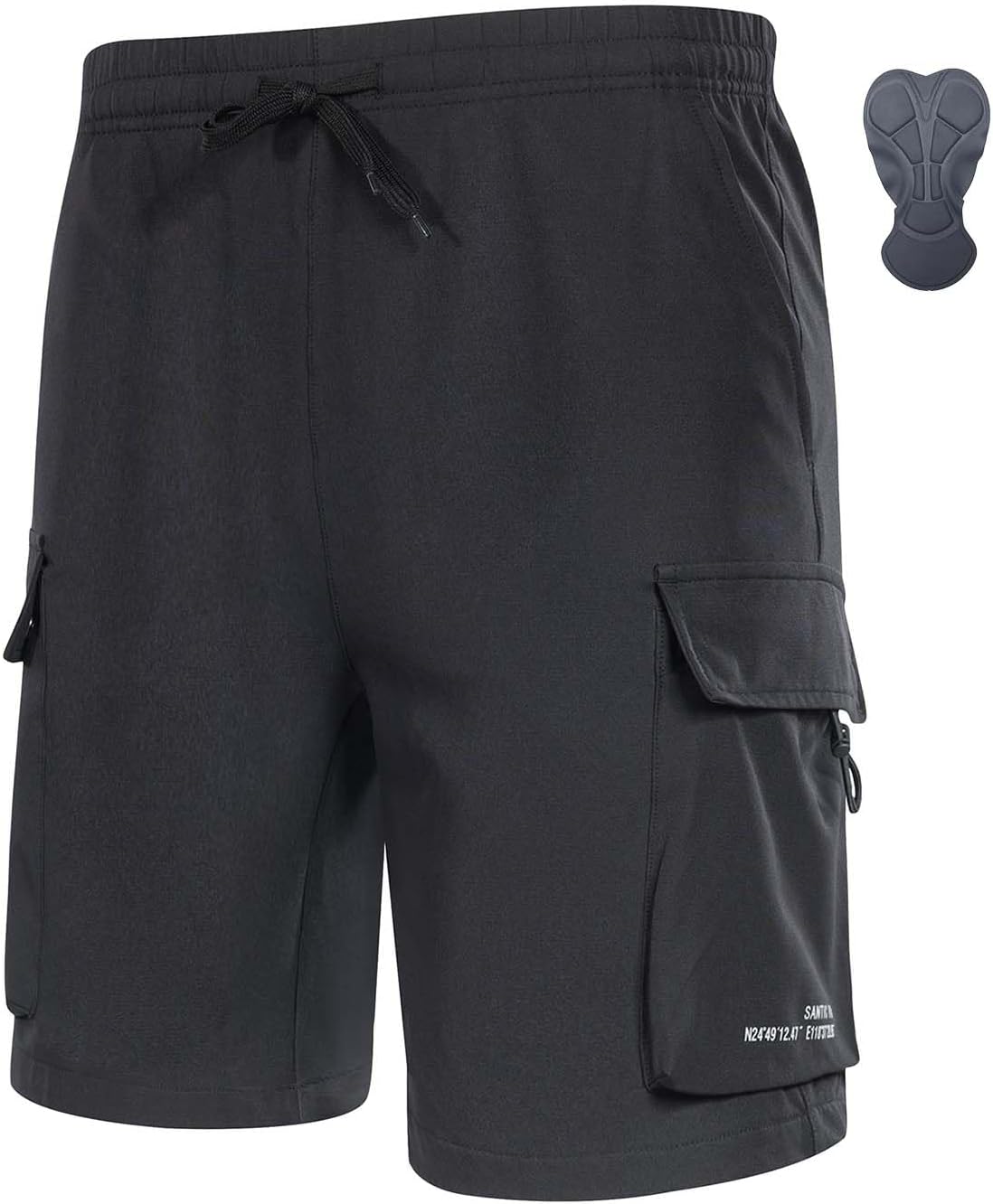 Santic Men's Mountain Bike Shorts 4D Padded Quick Dry Lightweight Cycling Shorts Bicycle Riding Shorts with Pockets