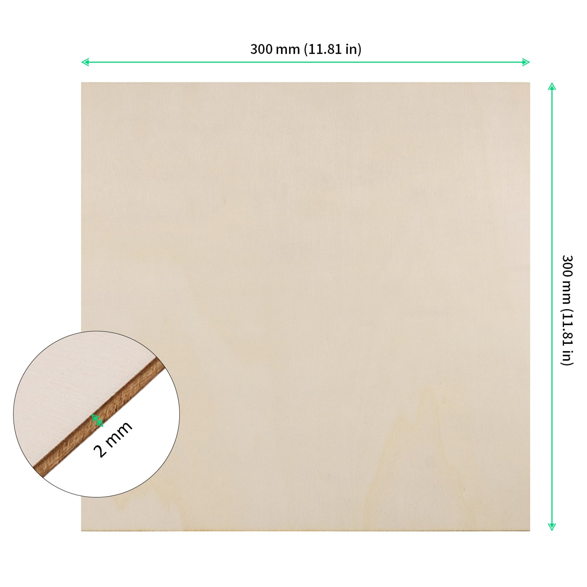 FUNSUEI Lot de 25 feuilles de contreplaqué carrées fines de 300 x 300 x 3 mm pour travaux manuels, peinture, décorations
