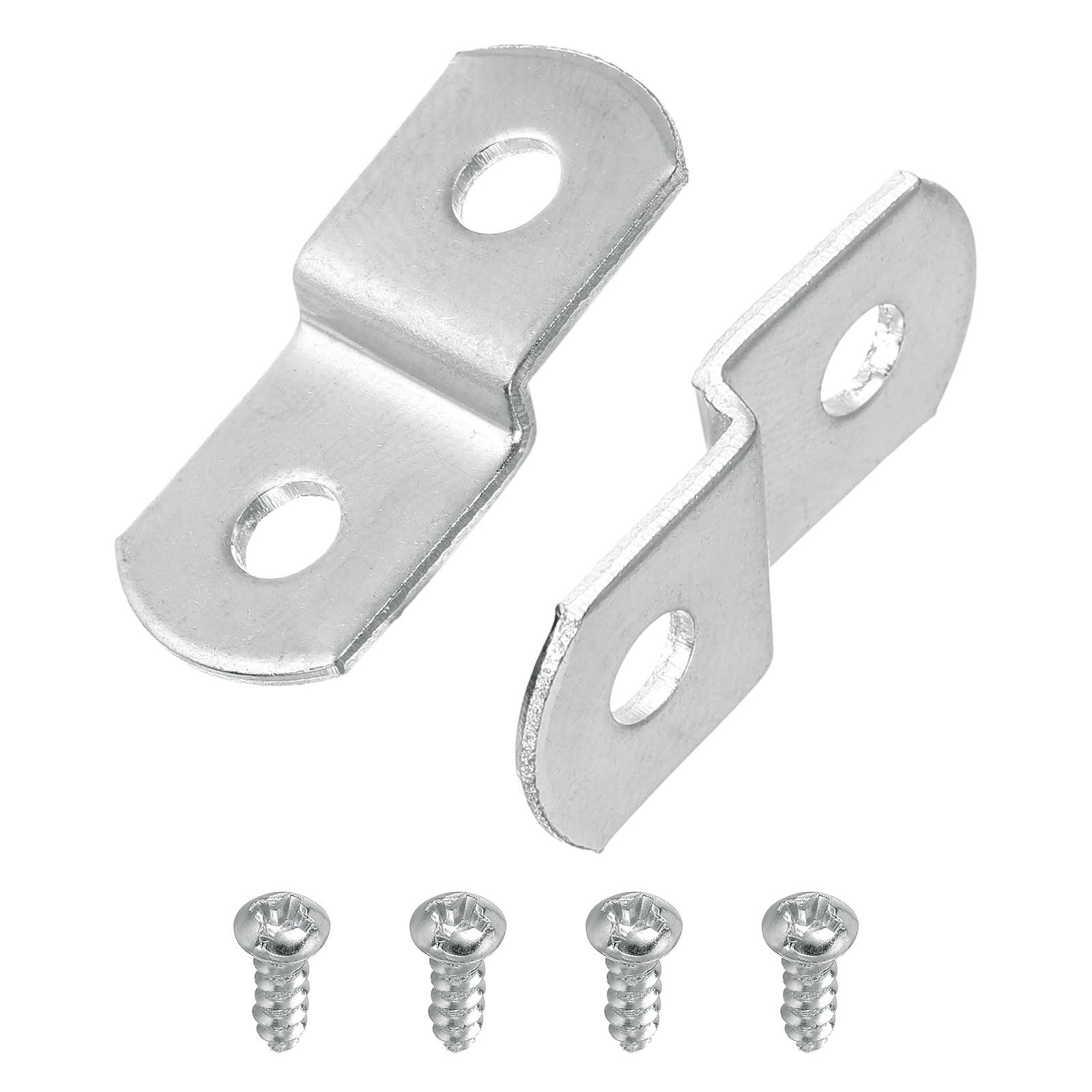 uxcell 100 Pcs 1/8" Offset Canvas Clips, Picture Framing Mirror Clips Z Shape Canvas Painting Mounting Clips with 2 Mounting Holes with Screws, Silver