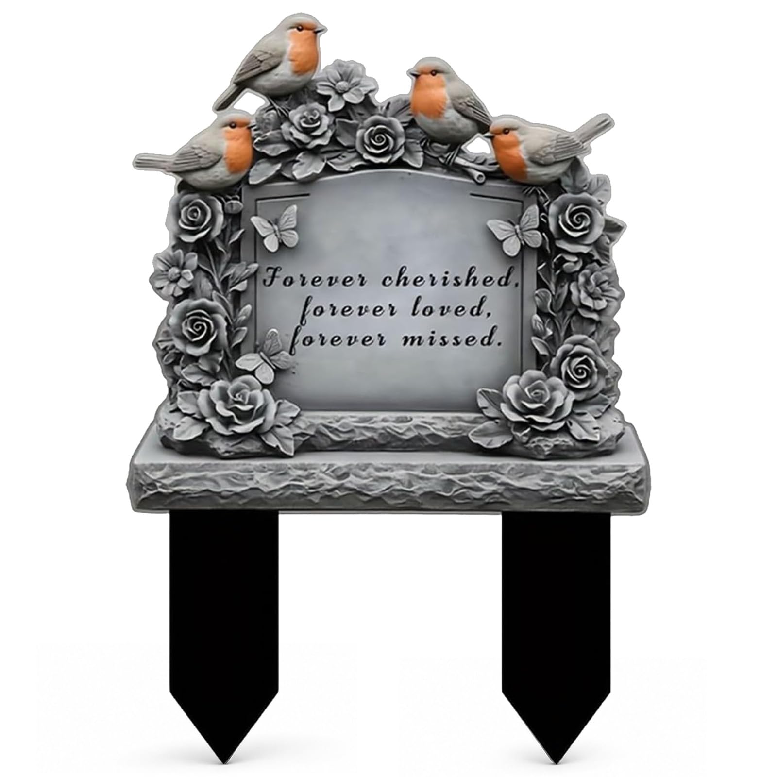 Grave Ornaments, Flower Robin Memorial Garden Stake, Grave Marker Stake