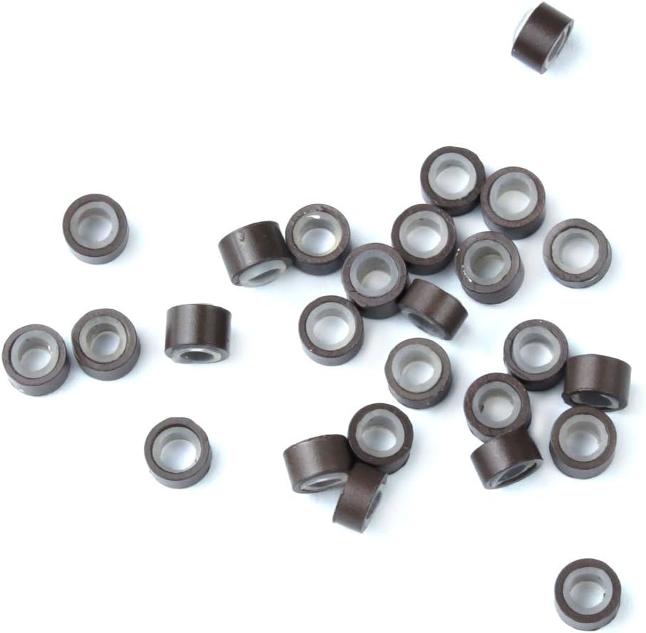 niceeshop Brown 5mm Silicone Lined Micro Rings Links Beads Linkies For I Tip Hair Extensions