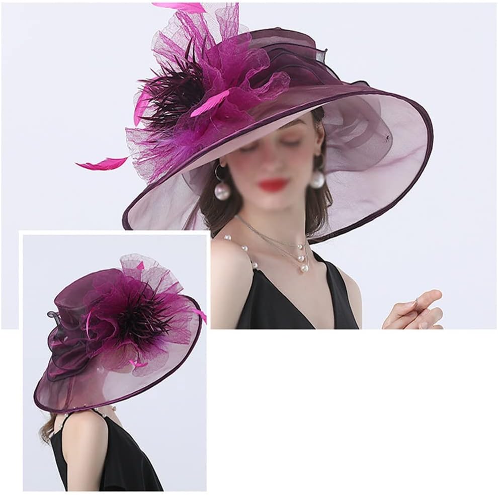 MZDM Spring and Summer Retro Personalized Mesh Sunshade Hat Women's Flower Decoration Adult Hat Beach Hat (Color : E, Size : 60cm) : Clothing, Shoes & Jewelry