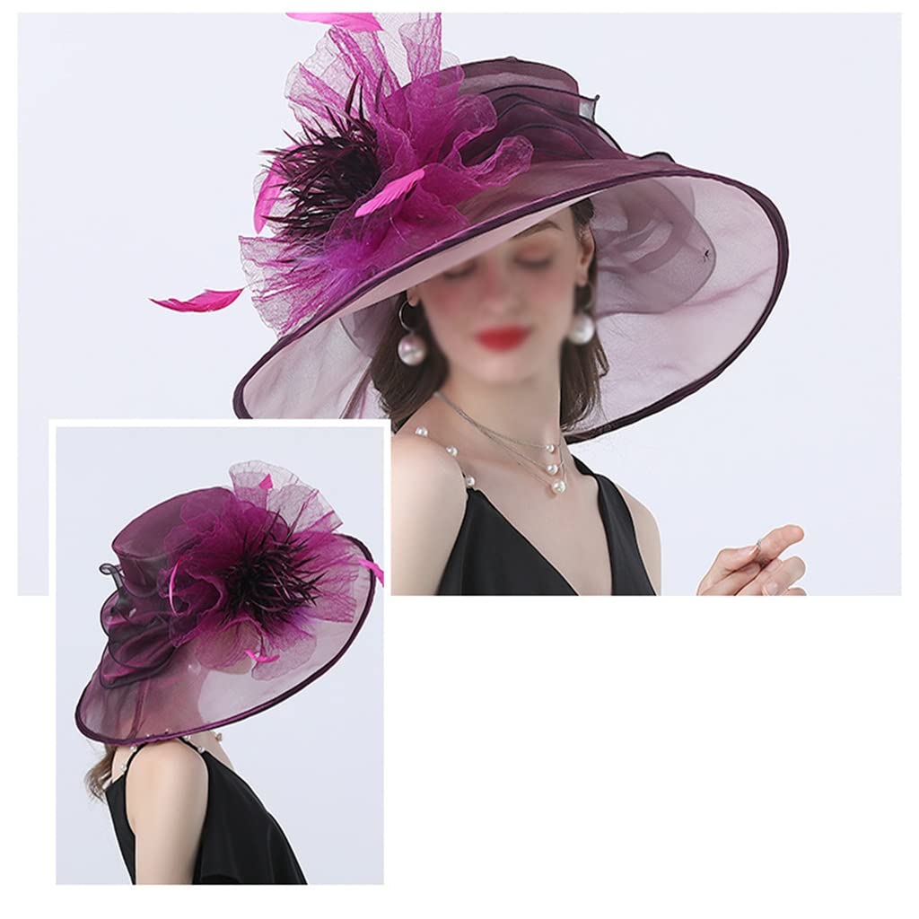 Cappello da Spiaggia per Adulti con Decorazione Floreale per Donna, in Rete, Personalizzato retrò, Primaverile ed Estivo