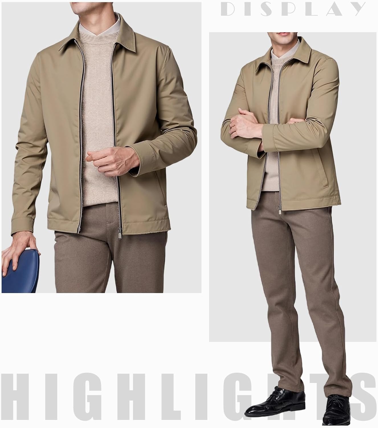 Men's Collar Zipper Pocket Coat Golf Jacket