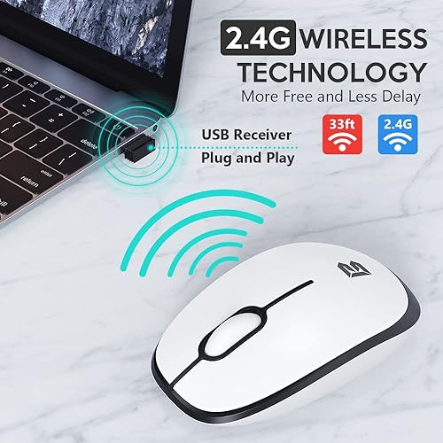Miniatura 2 de WolfLawS Ratón inalámbrico para PC, portátil, Mac, 2.4 GHz con mini receptor USB, ratones ópticos silenciosos con nano receptor, ratones de