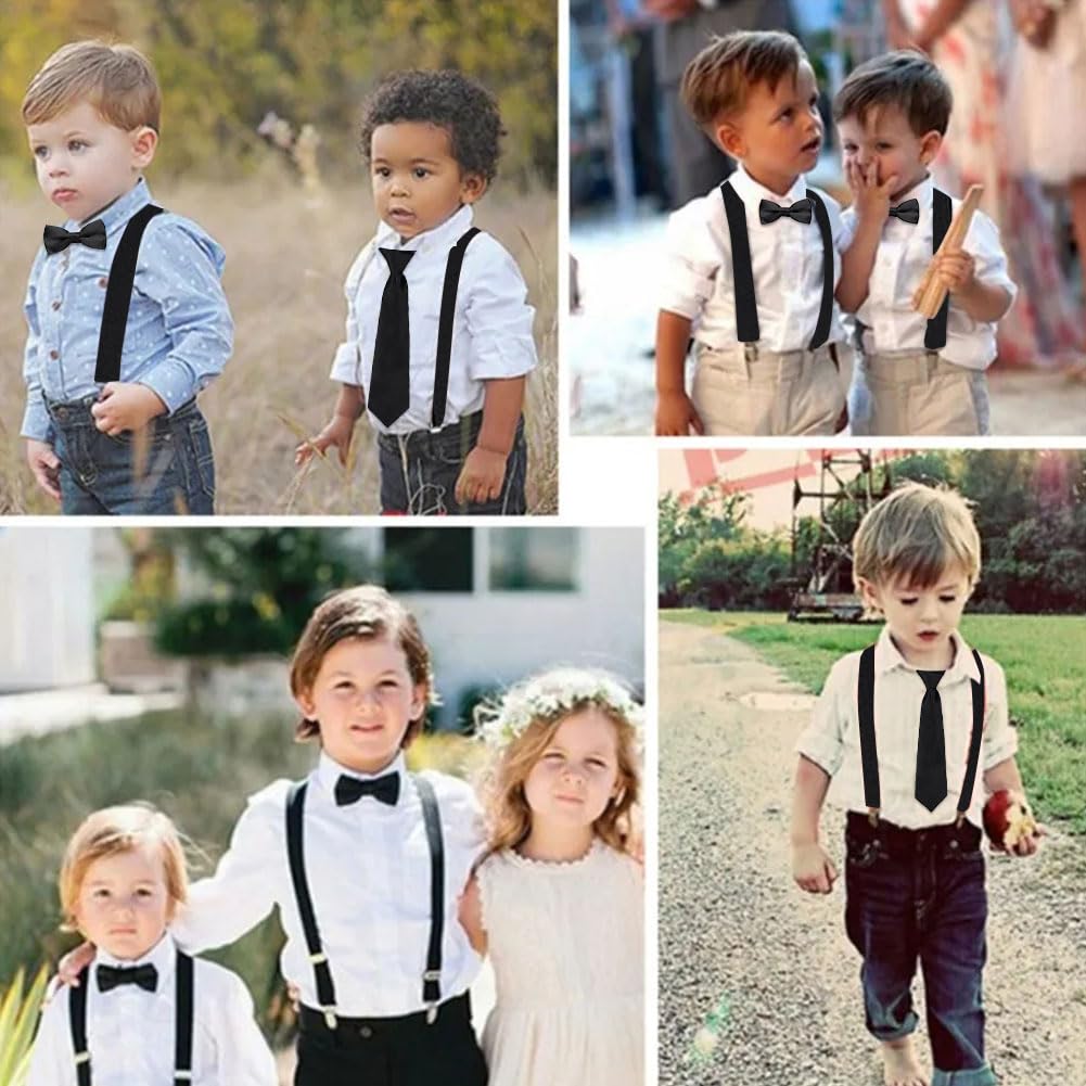 Tirantes Ajustables en Forma de Y con Pajaritas para Niños y Niñas 1-12 Años Negro Clip Talla Única