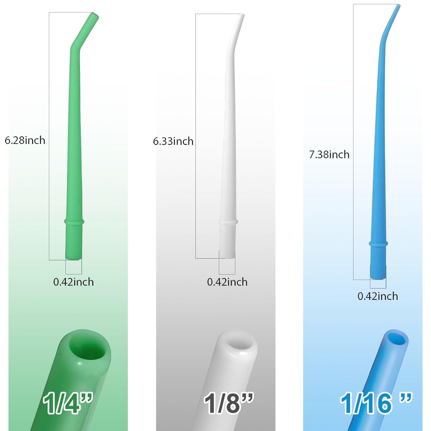 Omnia Dental Surgical Aspirator Tips | 25 Pcs Disposable Suction Tips | 1/4" - Green