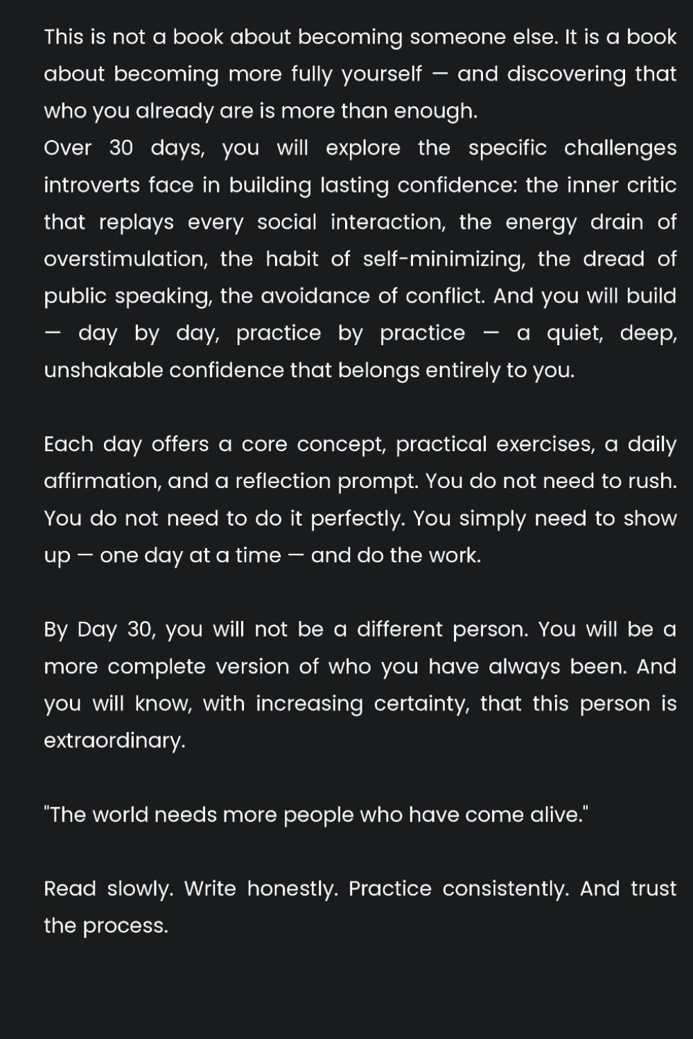 30 DAYS TO Unshakable Confidence for Introverts: A daily guide to building quiet, deep, sustainable confidence