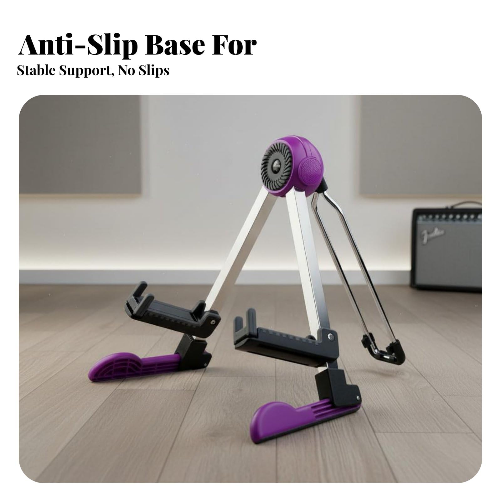 Amagogo Supporto Musicale con Telaio Pieghevole per Chitarra Violino Basso Ukulele Regolabile Morbido Protegge Strumenti Adatto per Sala Prove Performance Dal , color to 2