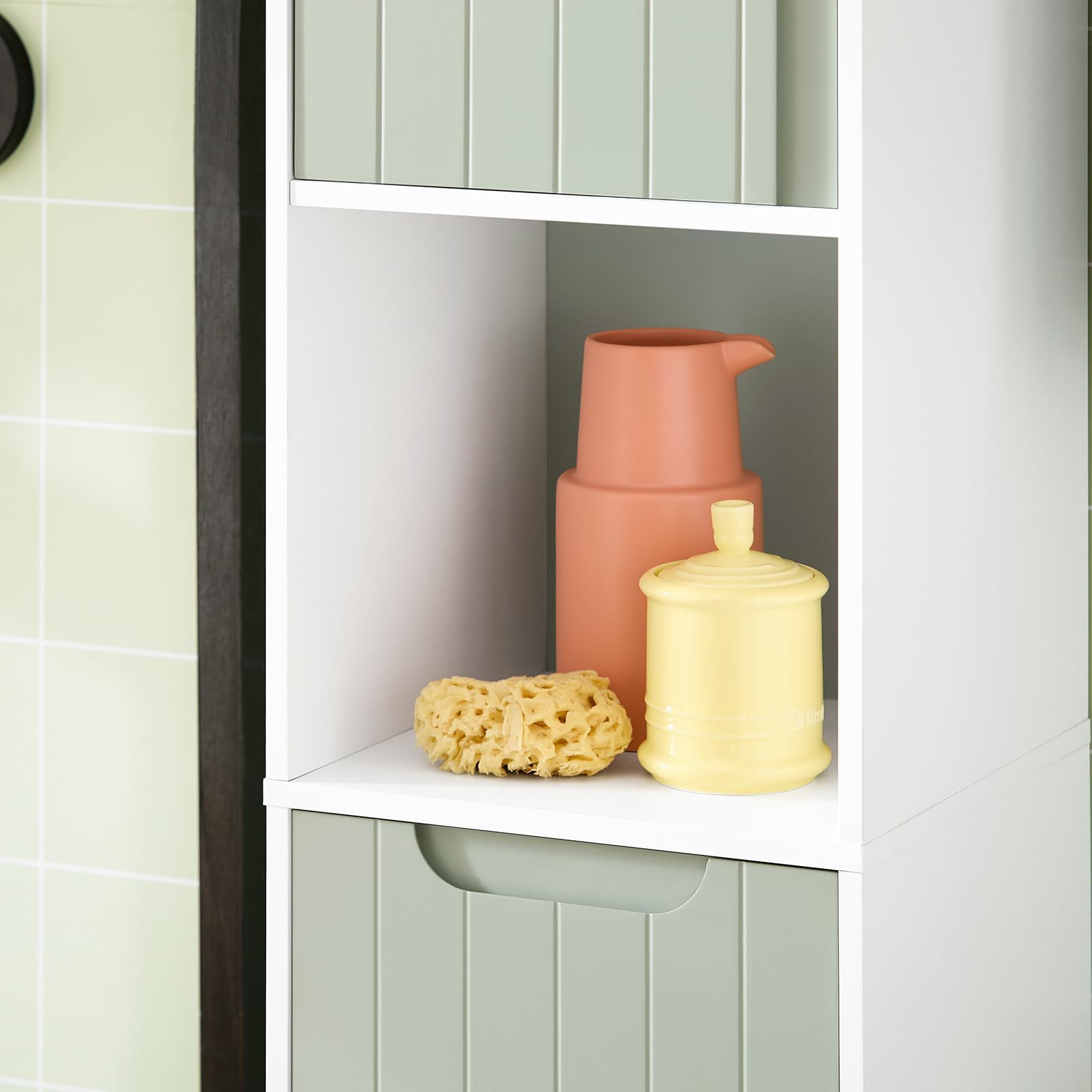 SoBuy Mobile Alto Bagno Salvaspazio con Sacco Portabiancheria