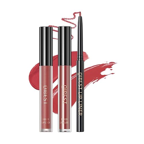 Lápiz labial líquido mate, delineador de labios, juego de labios trío de brillo de labios, kit de maquillaje de labios de un solo paso, impermeable,
