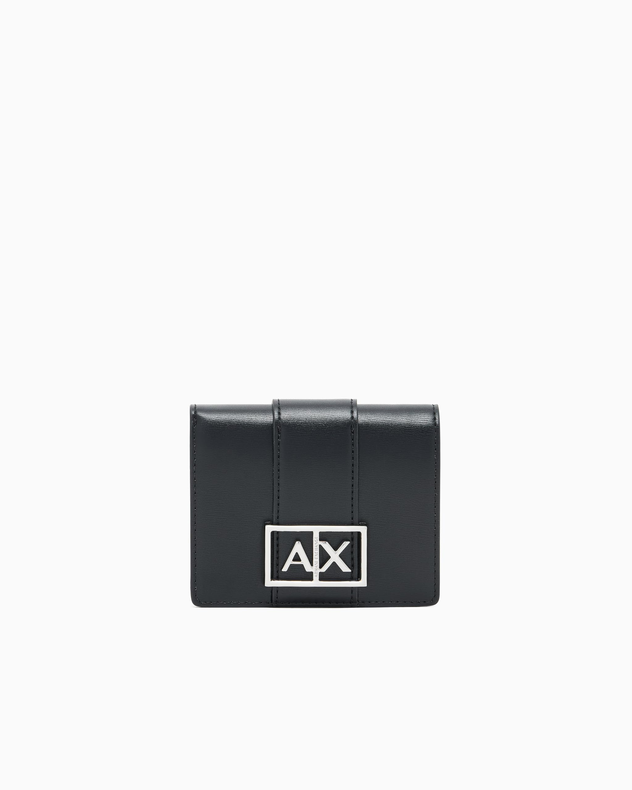 Armani Exchange Women's Black Button Wallet With Inside Pockets