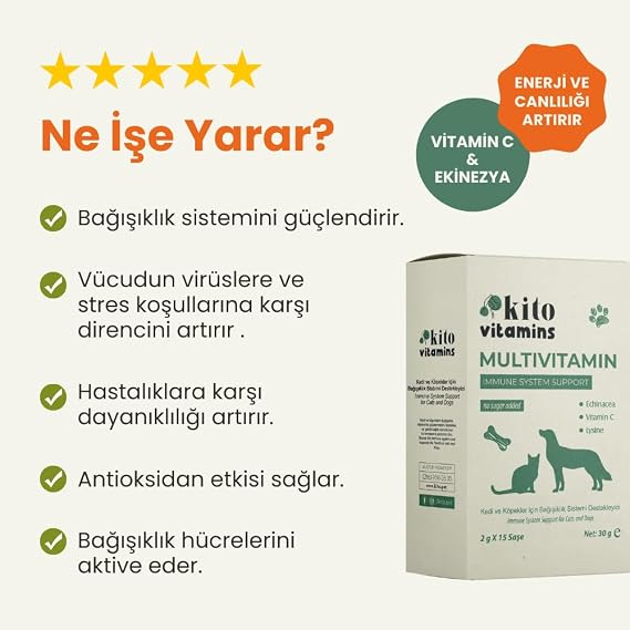 Kito Multivitamin Immune System Supporter 2g X 15 Sachet for Cats and Dogs