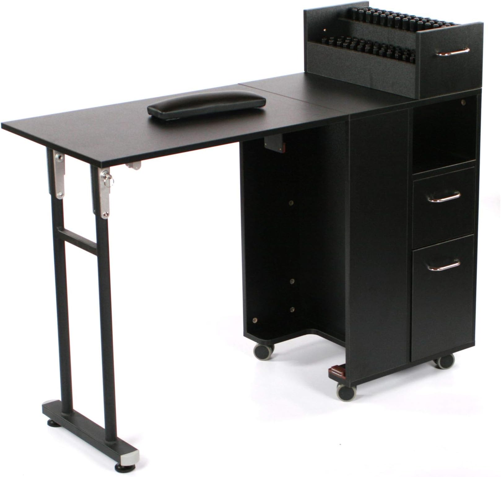 Urbanity Compact Foldable Folding Nail Station Salon Manicure Table Desk black