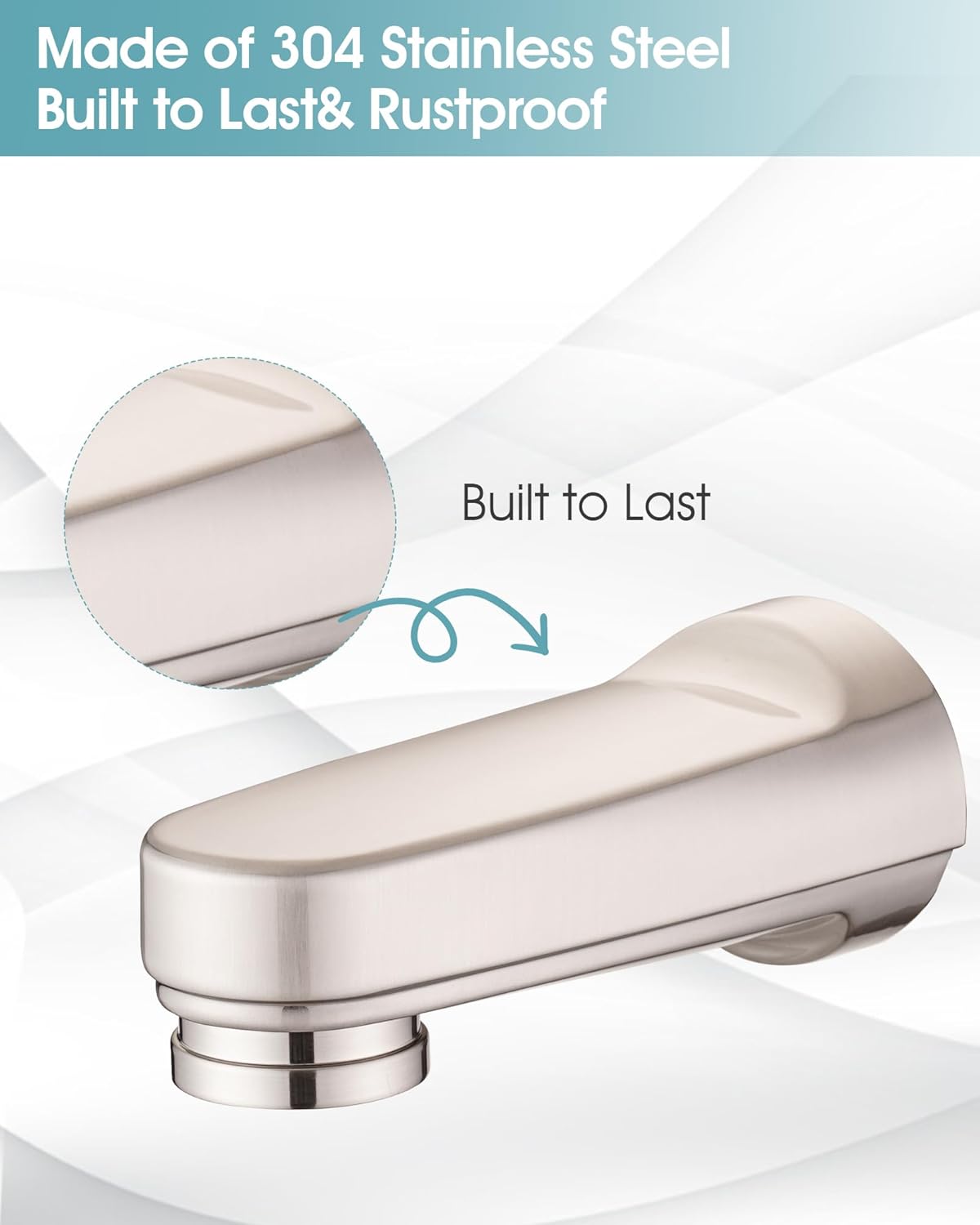 Metal Pull Down Bathtub Spout with Diverter, 5-1/4" Length, Repair Part Tub Spout, Rebuilt with RP33794& RP12307, Brushed Nickel