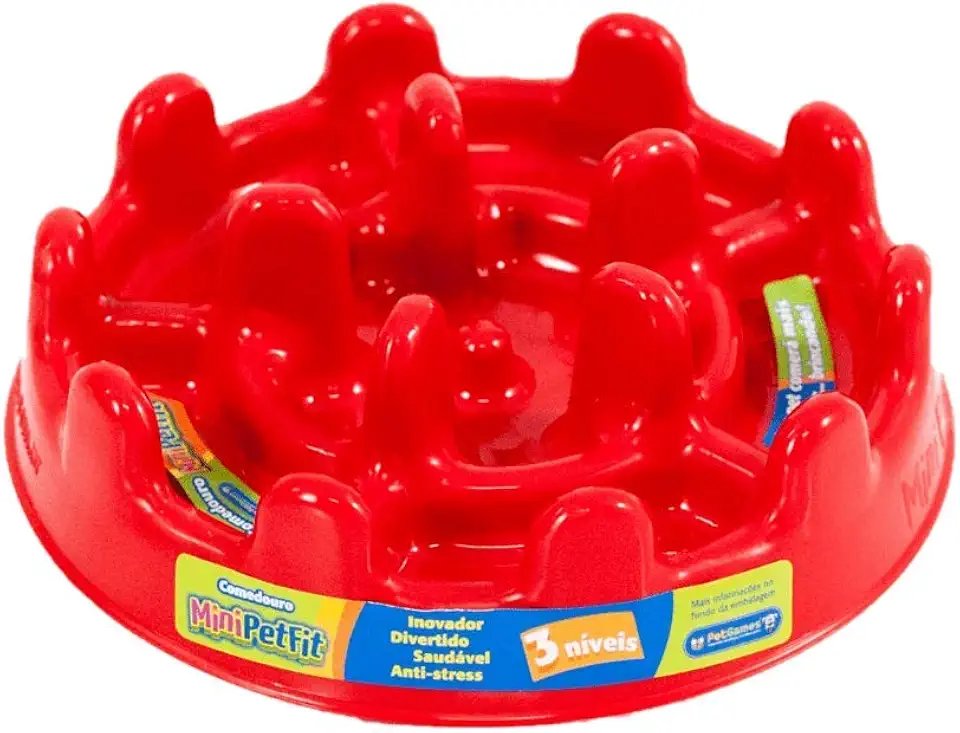 Comedouro Lento Funcional Mini Pet Fit Vermelho Pet Games para Gatos